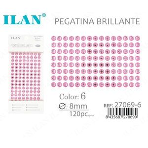 Adesivo con strass scintillanti Ilan 8 mm Colore 6 120 pezzi - Product Image 2