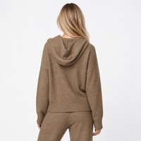 Ensemble de tricots pour femmes avec logo personnalisé, tricoté en laine mélangée de polyester, manches longues, couleur unie, décontracté, hiver, OEM & ODM Factory