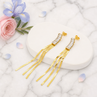 Boucles d'oreilles pendantes en cristal plaqué or 18 carats en acier inoxydable résistant à la transpiration, bijoux porte-bonheur tendance pour le quotidien et les soirées