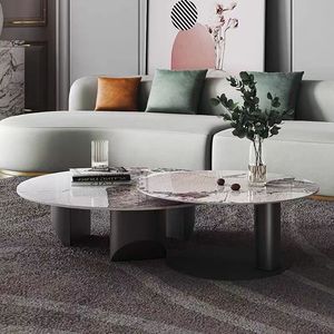 Marble <b>Coffee</b> <b>Table</b> <b>Round</b> Modern Living Room Furniture Nordic Style <b>Small</b> Apartment Use Stainless Steel Base DZ01 - Product Image 1