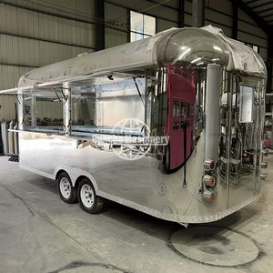 Stainless Steel Mobile Fast Food <b>Truck</b> with Sunshade <b>Refrigerator</b> Air Conditioner Camping Trailer for Snack Food-Rust Resistant - Product Image 2