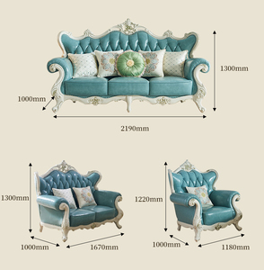 Sofá europeo ProCARE, Villa americana, sala de estar, cuero genuino, tallado en madera maciza, juegos de sofás para sala de estar - Product Image 5