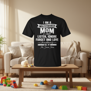 T-Shirt Multitasker Mom Nera Unisex per Adulti, Girocollo, Manica Corta, Stampa Serigrafica, Maglietta Promozionale - Product Image 3