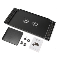 Support pliable pour ordinateur portable en alliage d'aluminium, réglable en hauteur à 360 degrés, refroidissement par ventilateurs doubles, tapis de souris ergonomique, léger et portable