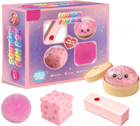 Lot de 4 Boîtes Mystères Squishy Amusantes, Jouets Anti-Stress à Remontée Lente en Forme d'Aliments Kawaii, Cadeau Sensoriel pour Adolescents et Adultes