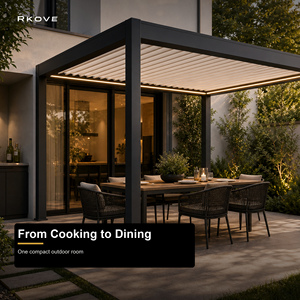 Pérgola de Aluminio RKOVE con Techo de Láminas Retráctiles, Toldo Moderno para Exteriores, Ideal para Área de Cocina en el Patio Trasero - Product Image 1