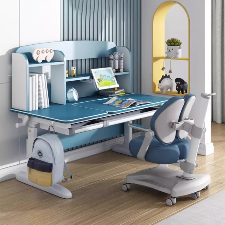 Bureau intelligent et ergonomique pour enfants Vente en gros d'usine Table d'étude et chaises réglables en hauteur pour enfants