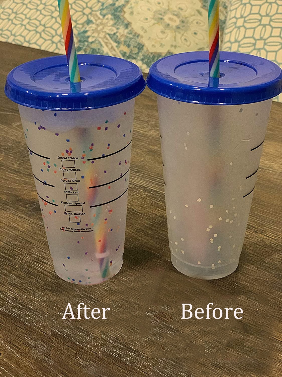 16oz 24 многоразовые BPA бесплатно оптовая пользовательская холодный кофе кружки пластиковые конфетти изменение цвета чашки 24oz с трубочкой