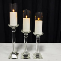 Porte-bougie cylindrique en cristal pas cher pour la décoration de table centrale