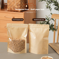 Sachet Doypack refermable en papier Kraft avec fenêtre semi-transparente pour le thé, les noix, les céréales, les aliments cuits et les besoins d'emballage alimentaire