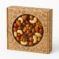 Op maat gemaakte bedrukte ecologische geschenkdozen van gerecycled materiaal voor noten, gedroogd fruit, met verzegelde compartimenten en vensters.