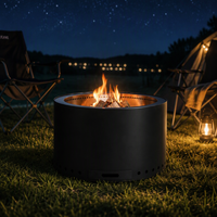 Brasero d'extérieur rond de grande taille en acier inoxydable à faible émission de fumée avec tiroir, pour copeaux de bois, vente en gros de haute qualité