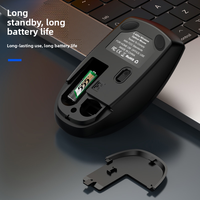 Mouse nirkabel portabel daya baterai, Mouse komputer antarmuka ganda tipe-c & USB 3 DPI dapat disesuaikan untuk Laptop Mac Android