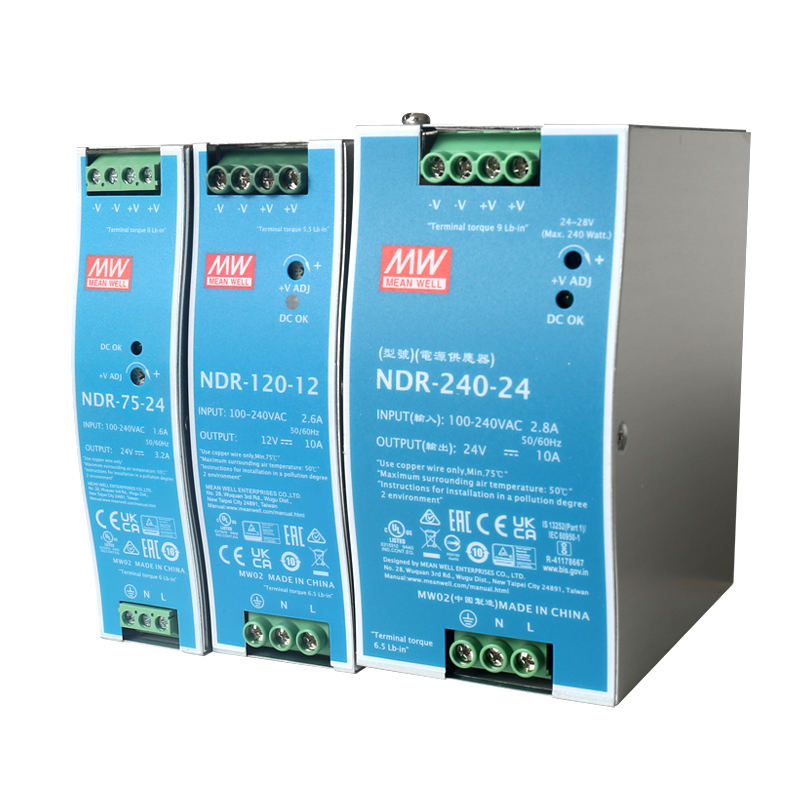 Mean Well NDR-75/120/240/480 12V 24V 48V Din Rail Power Supply 75W 120W 240W 480W 5A 10A 20A Meanwell Switching Power Supply