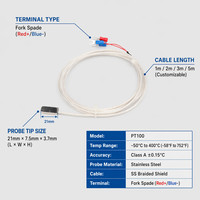 Sonde de température Pt100 autocollante étanche à montage en surface, thermomètre RTD pour tuyaux CVC et roulements de moteur