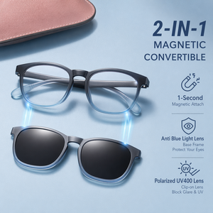 Gafas de Sol Magnéticas con <span class=keywords><strong>Clip</strong></span> Polarizadas UV400 de Dos Tonos con <span class=keywords><strong>Lentes</strong></span> con Protección Contra la Luz Azul para Hombre, Ideales para Conducir - Product Image 2