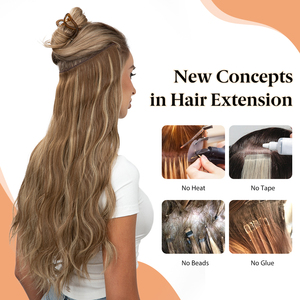 Extensions de cheveux synthétiques SARLA Wire Invisible Fiber, à clipser, en gros, extensions de cheveux longs ondulés sans couture - Product Image 4