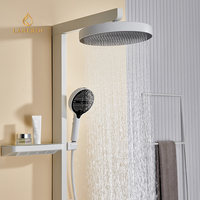 Système de douche thermostatique de luxe Lanerdi avec jet de pluie doux, jets de massage, cartouche céramique et barre coulissante