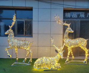 Luce di natale all'aperto scultura commerciale inverno meraviglia festa decorazione 3D gigante ha portato statue di cervi - Product Image 1