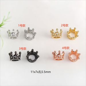 Crown Spacer <b>Beads</b> Micro <b>Set</b> Cubic Zirconia DIY Jewelry Accessories For Bracelet Necklace Making 18K Gold Silver Rose Gold Black - Product Image 2