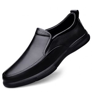 Men's Uniform Dress Oxford Loafers Derby <b>Flats</b> Low-top Slip on Cow Genuine Leather Round-toe Business Casual Breathable - Product Image 3