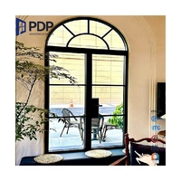 Puertas Francesas de Patio de Doble Hoja con Marco de Aluminio y Fibra de Vidrio, Resistentes al Agua, con Diseño Arqueado y Tamaño Personalizado PDP