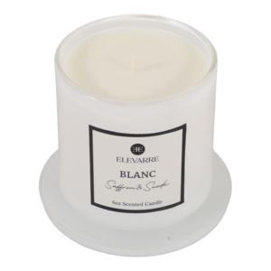 Vela Aromática ELEVARRE Blanc Saffron & Suede de 6oz en Frasco de Vidrio con Tapa - Product Image 4