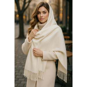 Écharpe à franges blanches, châle et structure ample, idéal pour le temps froid Sal1296 - sal1296-ecru - Product Image 4
