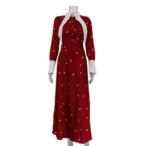 Vestidos Elegantes de Satén Estampado para Mujer, de Manga Larga, que Definen la Cintura, a la Moda - Product Image 5