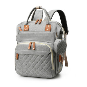 2025 moda mamá bolsas de pañales conjunto mochila bebé pañal al por mayor cambiar cama mamá bolsa de pañales - Product Image 4