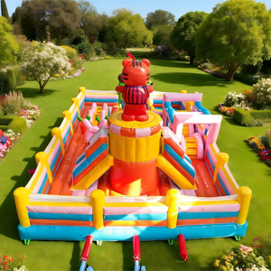 Kommerzielle PVC-Outdoor-Doppel-Wasserrutsche für Erwachsene mit abnehmbarem Schwimmbecken und Gebläse für Garten- und Kinderpartys - Product Image 3