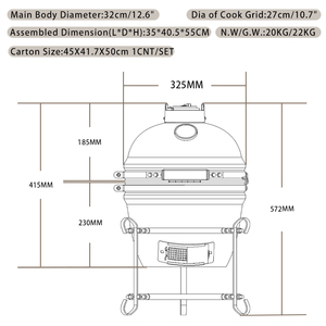 Parrilla <span class=keywords><strong>Kamado</strong></span> Argentina Portátil Auplex de 13-29 Pulgadas, Cerámica Ecológica, Impermeable, con Control Táctil de un Solo Toque, para Exteriores - Product Image 3