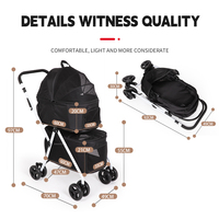 Porteurs détachables Poussettes pliantes portables à deux étages pour animaux de compagnie, marchettes et transporteurs Poussette pour chien