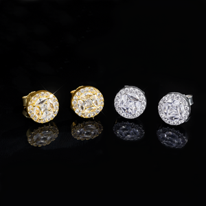 925 Silver Ball Shape Crystal Halo <b>Stud</b> Earrings Women <b>Men</b> Classic Jewelry Claw Setting White Gold Plated Hip Hop Party Gift - Product Image 2