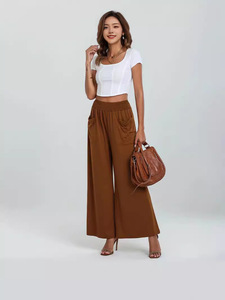 <span class=keywords><strong>Pantalones</strong></span> casuales sueltos sólidos de cintura alta para mujer 2025 <span class=keywords><strong>Pantalones</strong></span> anchos bolsillos - Product Image 6
