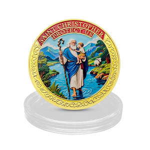 Pièce commémorative souvenir Saint <span class=keywords><strong>Christophe</strong></span> en alliage de zinc plaqué or et argent, estampée et imprimée en UV, pièce métallique 3D - Product Image 4