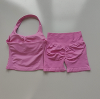 Set Yoga Berkualitas Tinggi, Solid, Bernapas, Aktif, Ukuran Besar, Atasan Tanpa Punggung, Seamless, 2 Potong untuk Wanita