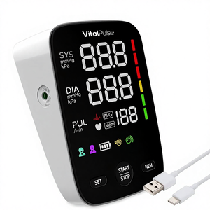 Tensiomètre de bras supérieur numérique pour usage domestique, automatique, grand écran LED, mémoire de lecture 2x120, deux brassards réglables, batterie - Product Image 1