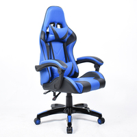 Silla de Esports de Piel Sintética Azul al por Mayor, Silla de Juego para PC con Reposabrazos Articulados para Adultos