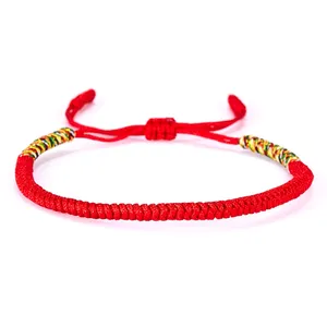 Lucky pulseiras budista tibetana ajustável, homens, feitas à mão, corda vermelha, joias para mulheres