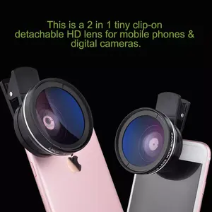 Kit de Lentes para Teléfono Móvil 2 en 1, Lente Macro 4K HD Super 15X para Smartphone, Lente Gran Angular Anti-Distorsión 0.45X 0.6X - Product Image 2