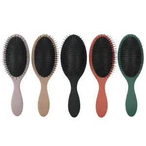 Wholesale Rubber Paint Hair Care Brush Massager Bristle Wet Dry Detangling Hair Brush Soft Cushion Nylon Boar Bristle Hair Brush