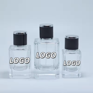 ขวดน้ำหอมแก้วเปล่าขนาด 30 มล. 50 มล. 100 มล. รูปทรงสี่เหลี่ยม ขวดสเปรย์น้ำหอมแบบหนา พร้อมฝาปิดทรงกระบอกสีดำ - Product Image 1
