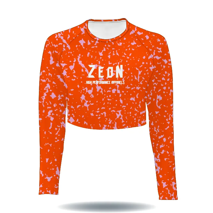 custom logo orange camo design sublimation uv long sleeve womens ladies girls t shirt crop top fishing shirts
