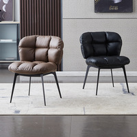 Chaise de salle à manger moderne minimaliste en acier avec accoudoirs et dossier pour salon de beauté, hôtel, restaurant