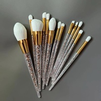 13 pièces de haute qualité luxe strass strass maquillage pinceau ensemble marque privée bas quantité minimale de commande maquillage pinceaux vente chaude