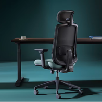 Chaise de bureau ergonomique en maille à dossier haut avec appui-tête réglable pour le travail à domicile