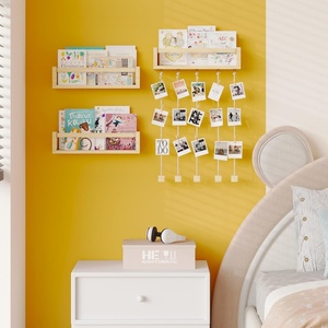 Étagères murales flottantes <span class=keywords><strong>en</strong></span> bois sculpté 3 pièces pour chambre d'enfant, présentoir à photos, rangement de jouets, meubles pour salle de bain d'enfants - Product Image 2