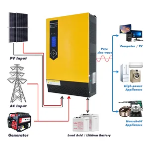 Solar Inverter 24V 48V Solar Hybrid Inverter Pure Sine Wave Off Grid Inverter untuk Sistem Surya dengan MPPT Solar Charger