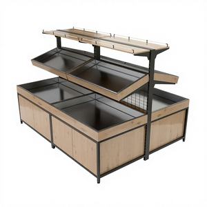 Étagères à fruits et légumes en acier et bois à plusieurs niveaux, très vendues, pour supermarchés - Product Image 3